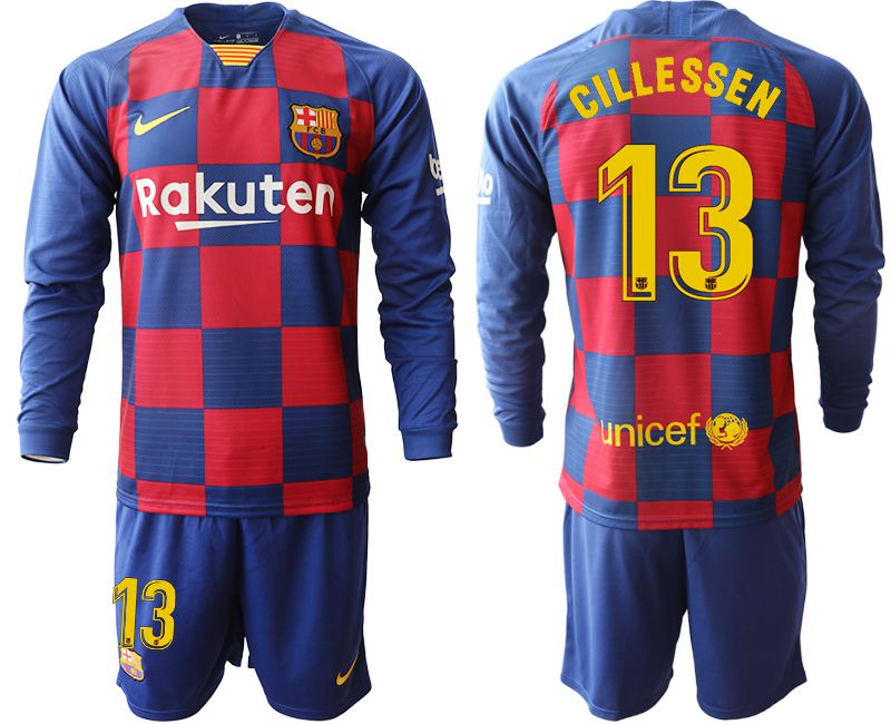 Men 2019-2020 club Barcelona home long sleeve #13 blue Soccer Jerseys